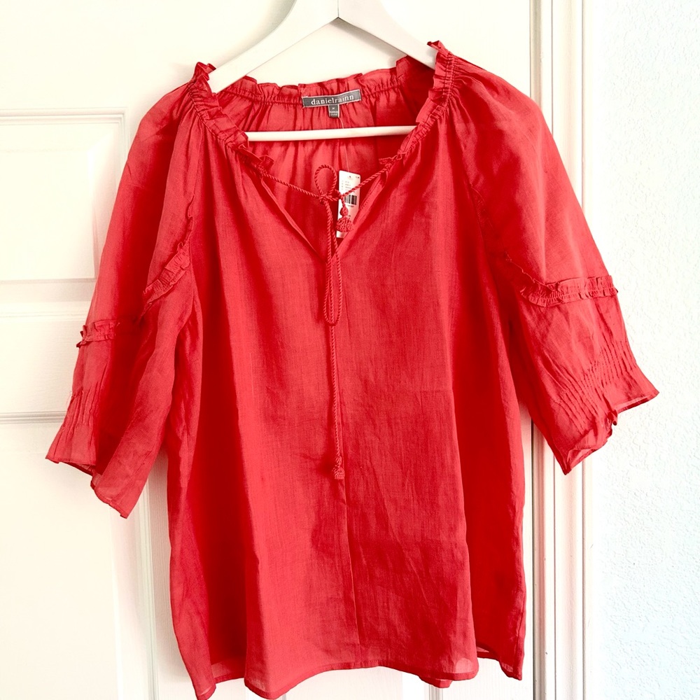 Anthropologie DanielRainn Coral Red Medium Blouse NWT